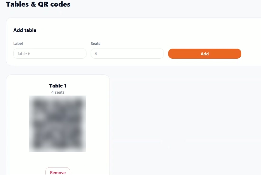 Tables and QR codes